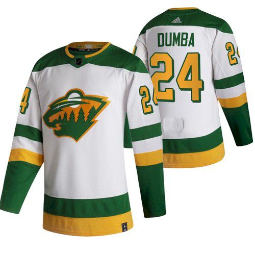 Men Minnesota Wild #24 Dumba White NHL 2021 Reverse Retro jersey->minnesota wild->NHL Jersey